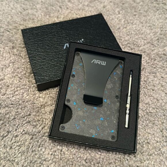 Men’s Forged Black & Blue Compact Wallet - RFID blocking NEW - Picture 1 of 7